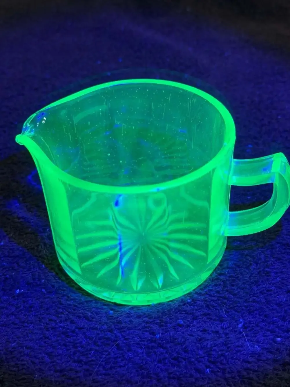 Vintage Uranium Depression Glass Creamer and Juicer Set